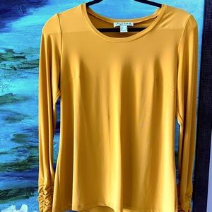 Joseph Ribkoff mustard yellow long sleeved shirt